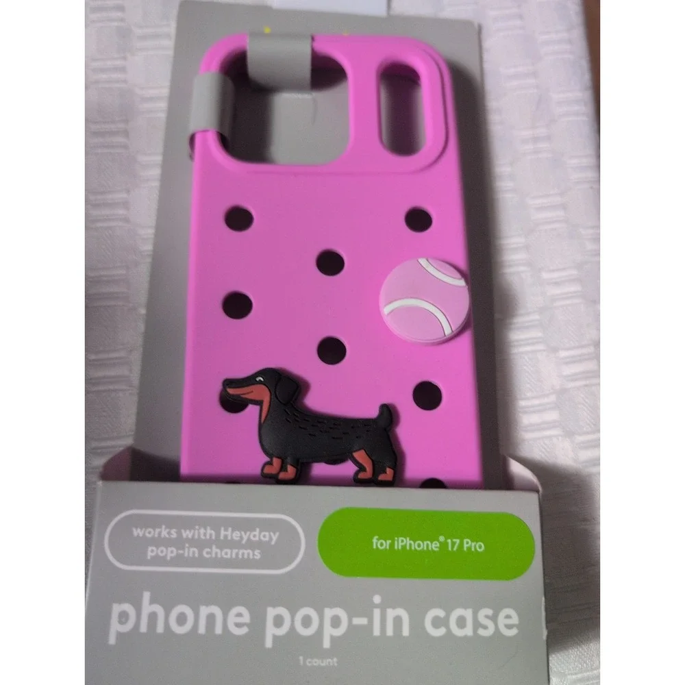 Heyday Phone Cade Iphone 17 Pink Silicone Charms Dachshund Dog Pink